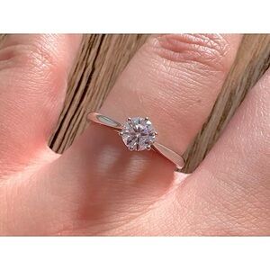 1ct Solitaire Platinum Simulated Diamond Engagement Wedding Ring, Size 6 NEW‎